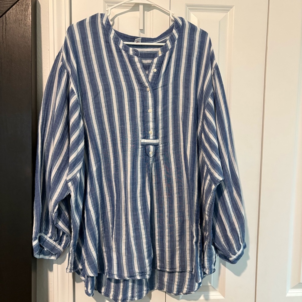 Old Navy Blue and White Striped Blouse